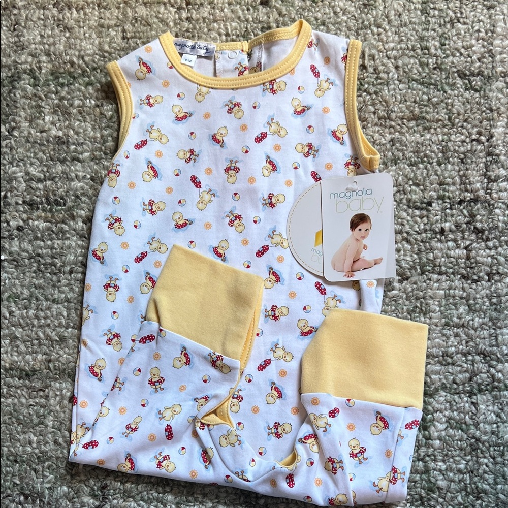 NEW Magnolia Baby Yellow and White Onesie